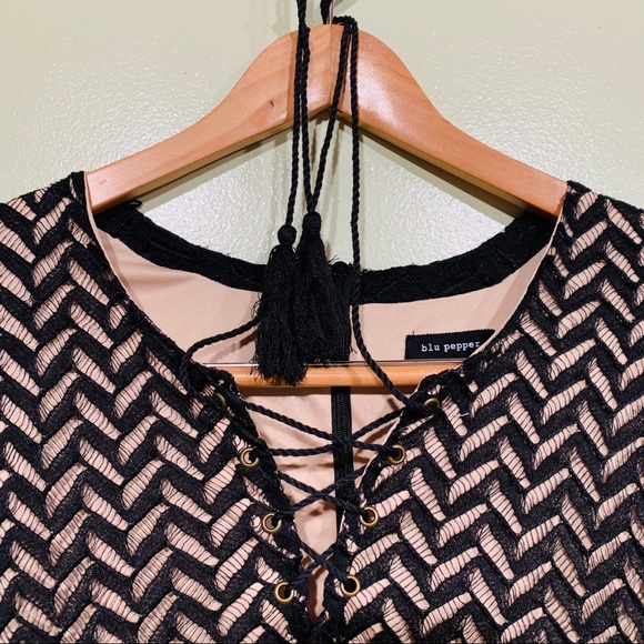 Blu Pepper Black Woven  Mini Dress - Picture 6 of 8